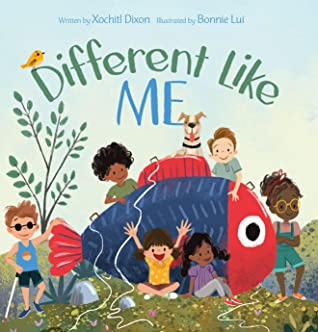 Cover for the Christian picture book Different Like Me showing an excited group of diverse kids, perfect for celebrating diversity at the start of school or anytime