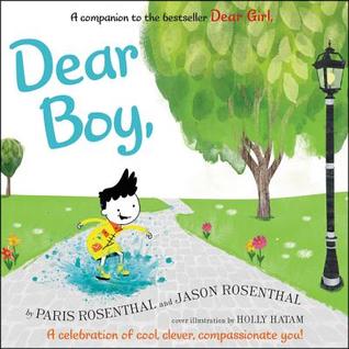 Dear Boy Book Cover showing a boy jumping in a puddle - a celebration of you