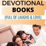Family Devotional Books - Full of Laughs and Love with family on the bed reading together and having fun