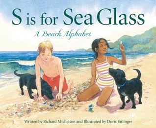 S is for Sea Glass Summer Book for Kids - Book Cover showing two children at a beach with two dogs