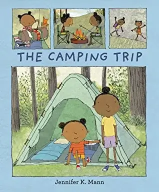 The Camping Trip Picture Book for Summer showing two girls in front of a tent