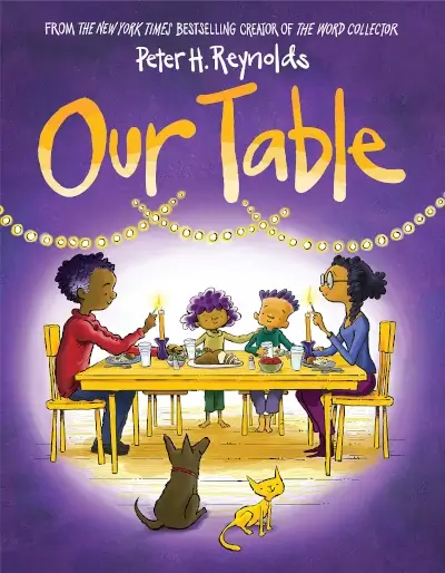 Our Table - Children's books to slow down with family - showing a book cover of an illustration of a family at a table